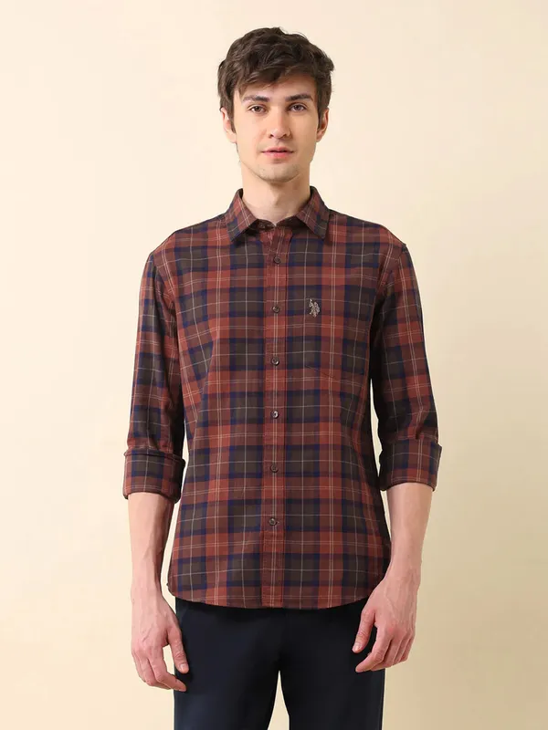 US POLO red and blue check shirt