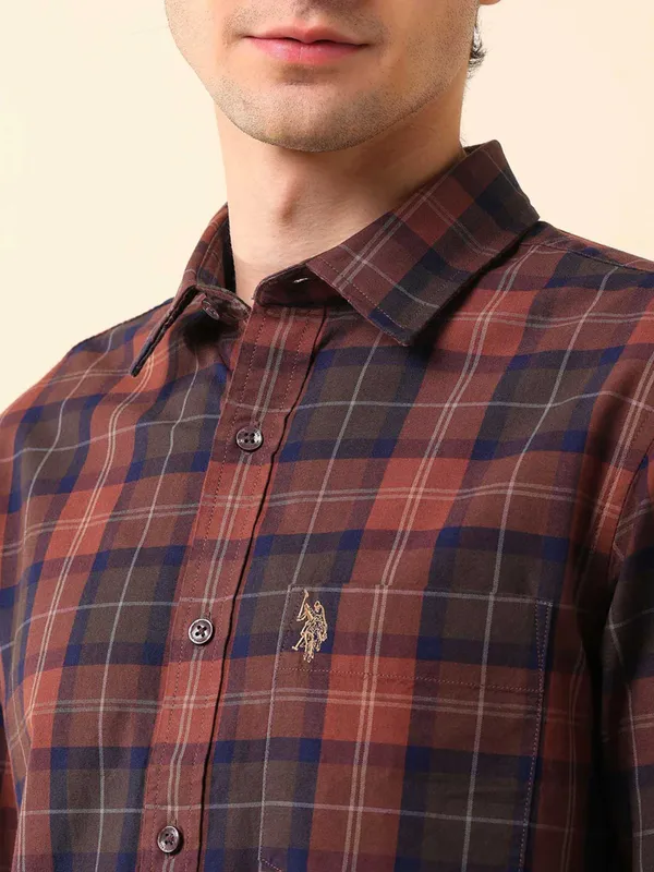 US POLO red and blue check shirt