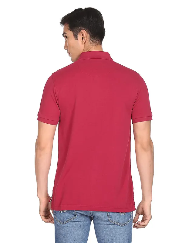 US Polo red cotton slim fit casual t shirt