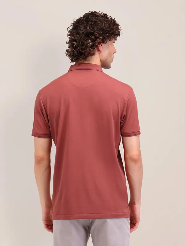 US POLO salmon pink solid polo neck t-shirt