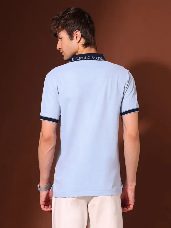 US POLO sky blue plain polo t-shirt