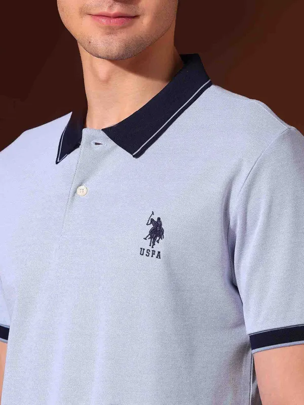 US POLO sky blue plain polo t-shirt