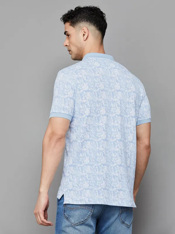 US POLO sky blue printed cotton t-shirt