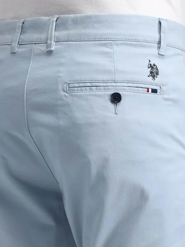 US POLO sky solid trouser cotton slim fit