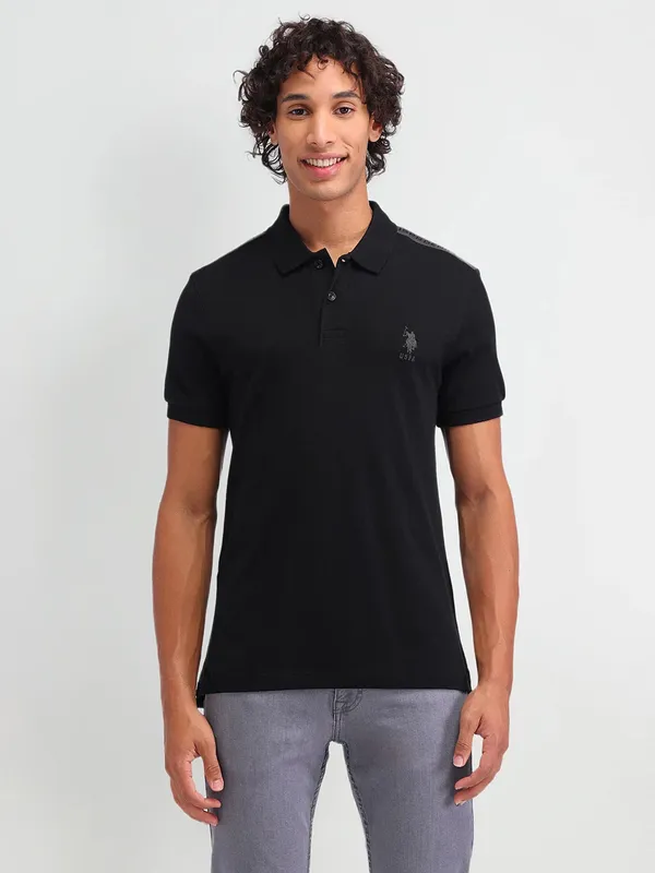 US POLO slim fit cotton black t-shirt for men