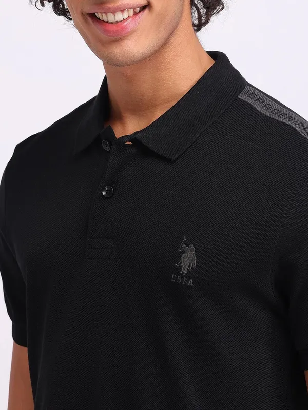 US POLO slim fit cotton black t-shirt for men