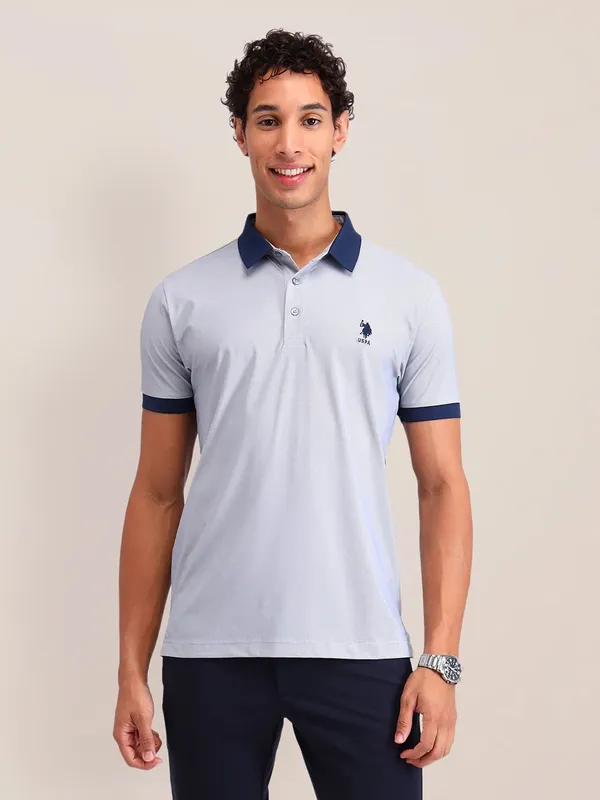 US POLO slim fit light blue cotton t-shirt