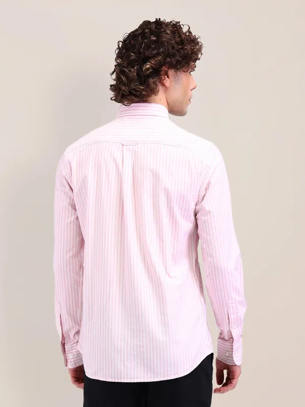US POLO slim fit pink and white striped shirt