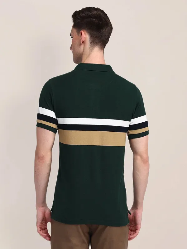 US POLO slim fit stripe green cotton t-shirt for men