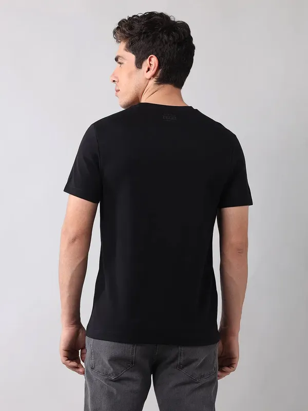 US POLO solid black cotton slim fit t-shirt