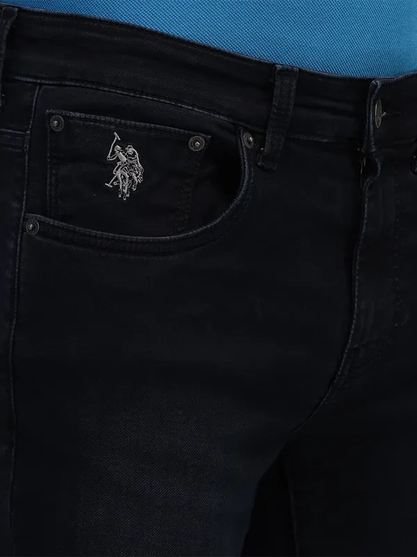 US POLO solid black skinny fit denim