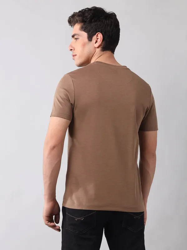 US POLO solid brown slim fit casual t-shirt for men