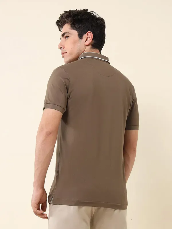 US POLO solid coffee cotton slim fit polo t-shirt