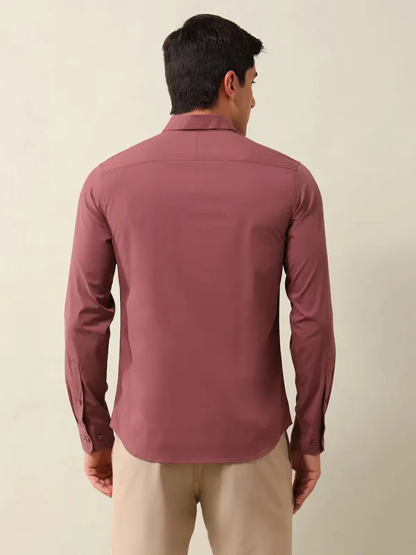 US POLO solid dark pink slim fit mens casual shirt