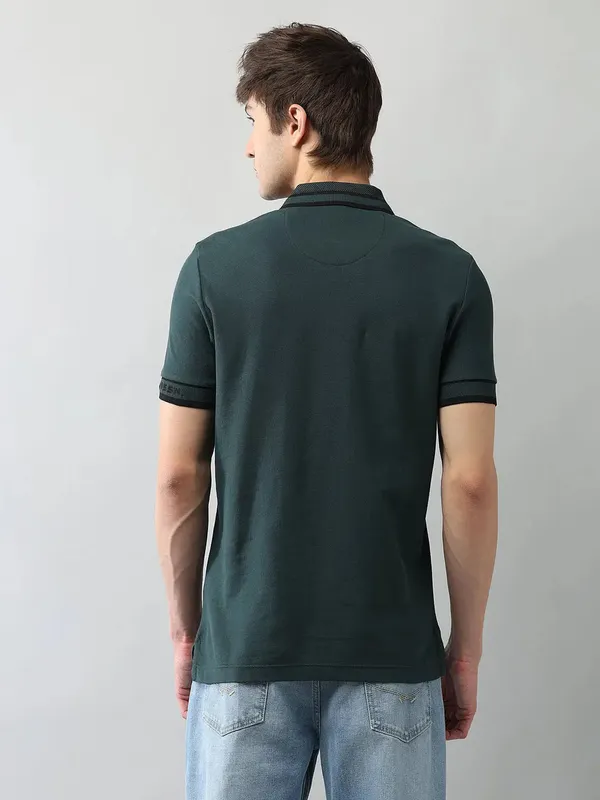 US POLO solid forest green polo t-shirt for men
