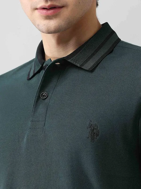 US POLO solid forest green polo t-shirt for men