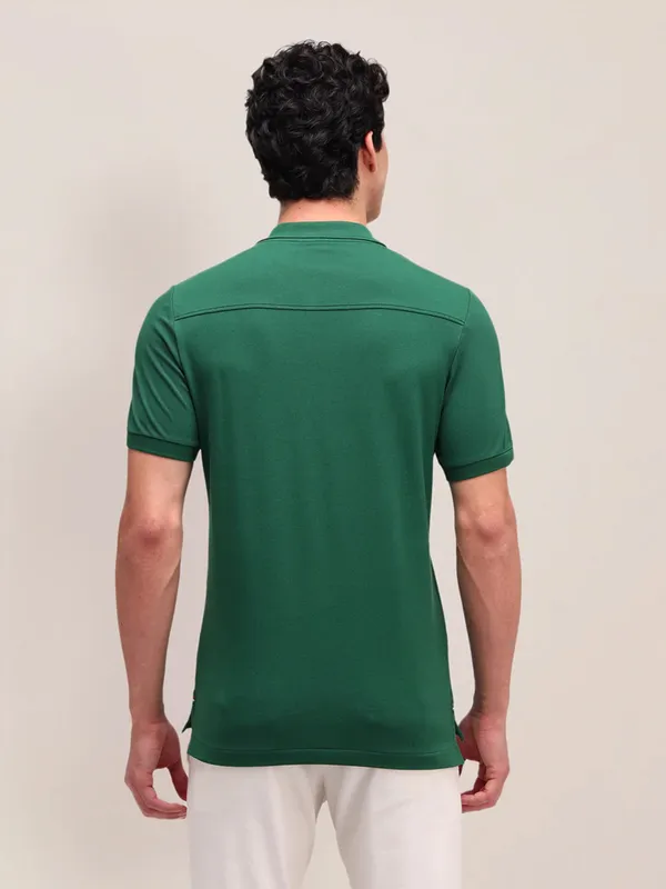 US POLO solid green slim fit mens polo t-shirt