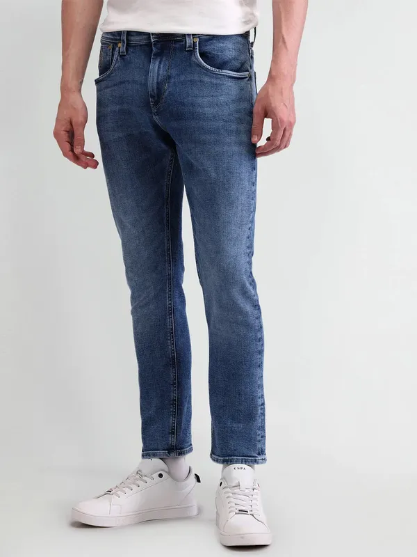 US POLO solid light blue denim slim fit