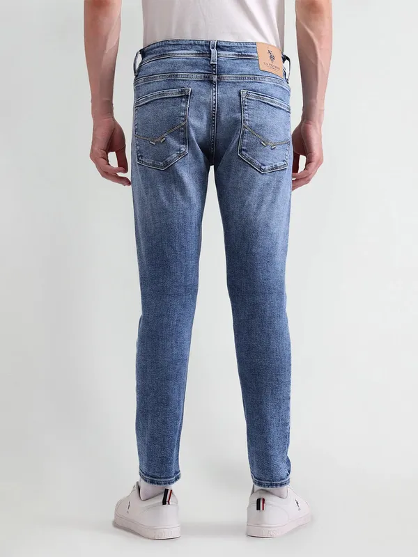 US POLO solid light blue denim slim fit