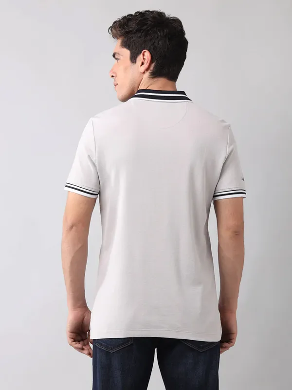 US POLO solid light grey polo t-shirt for men