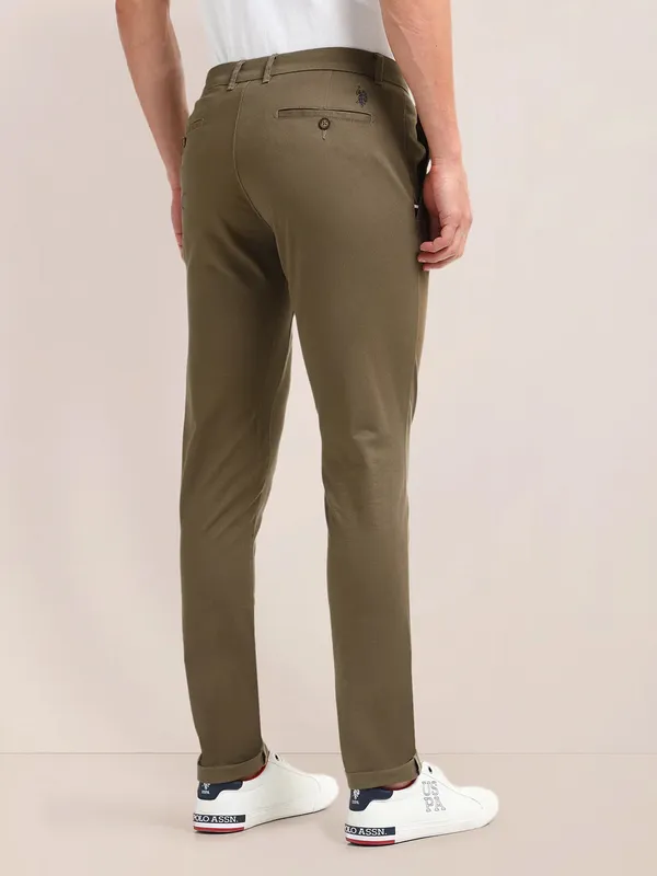 US POLO solid olive cotton trouser