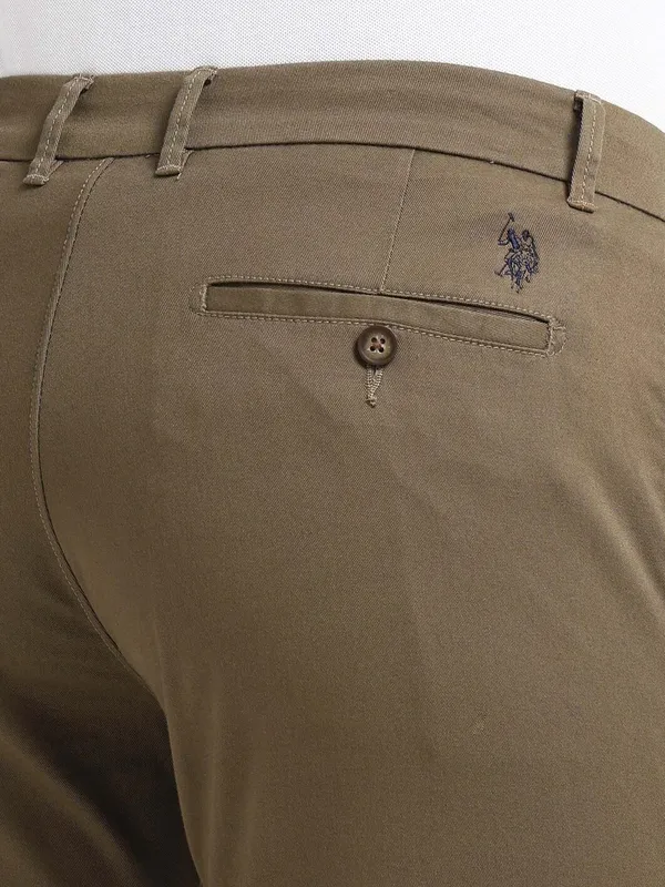 US POLO solid olive cotton trouser
