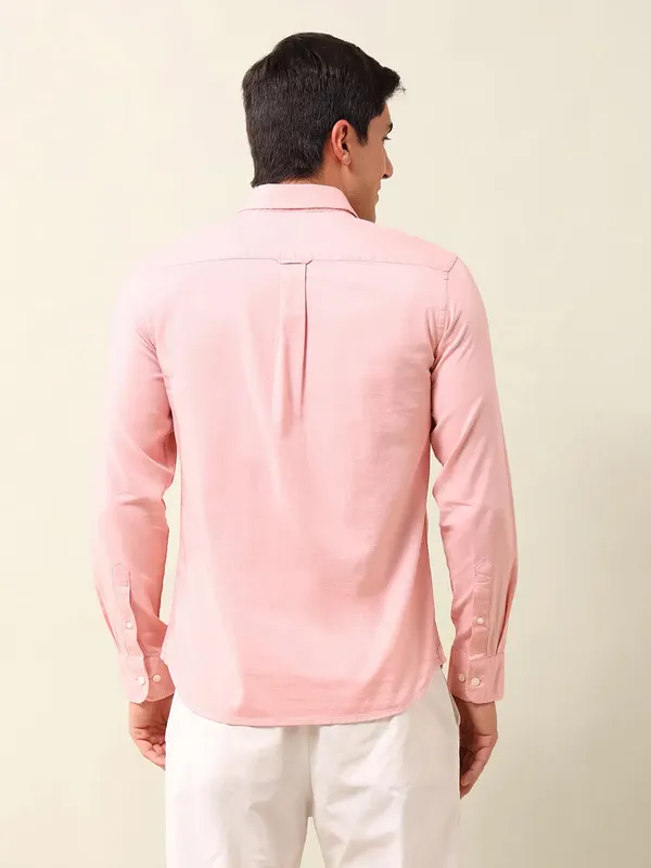 US POLO solid pink casual wear mens shirt