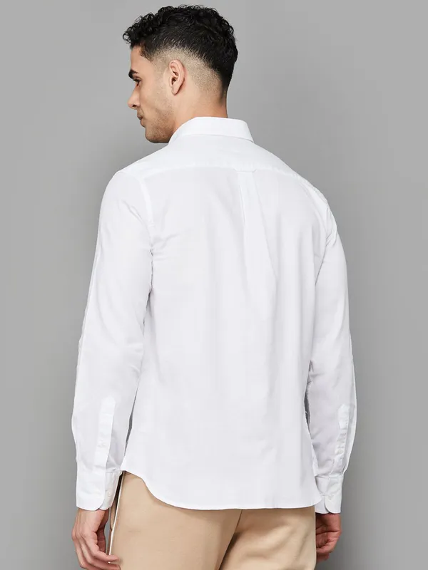 US POLO solid white casual wear cotton shirt for men