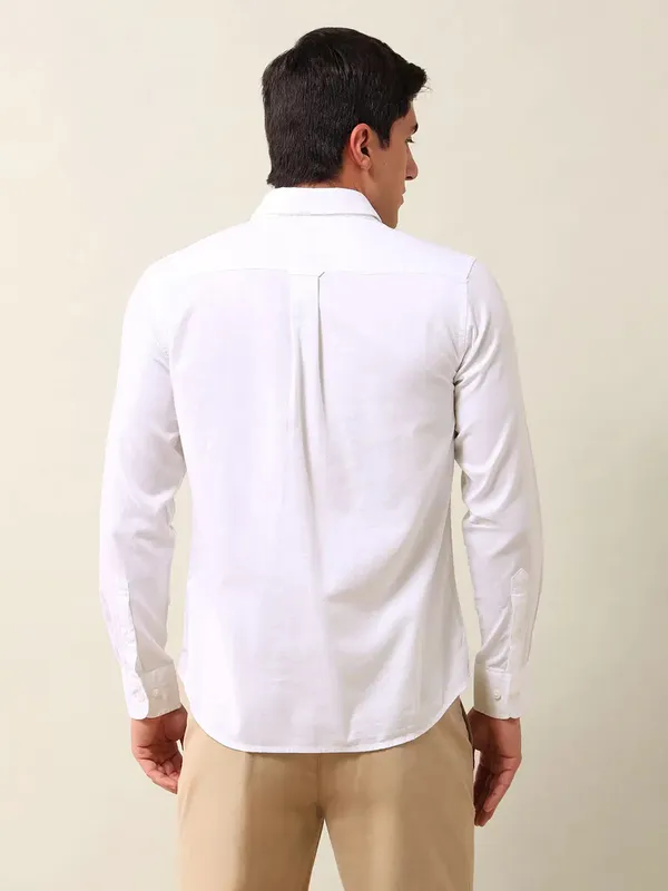 US POLO solid white casual wear mens shirt