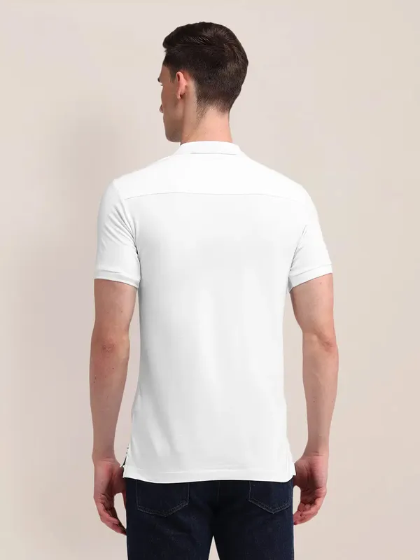 US POLO solid white cotton polo t-shirt for men
