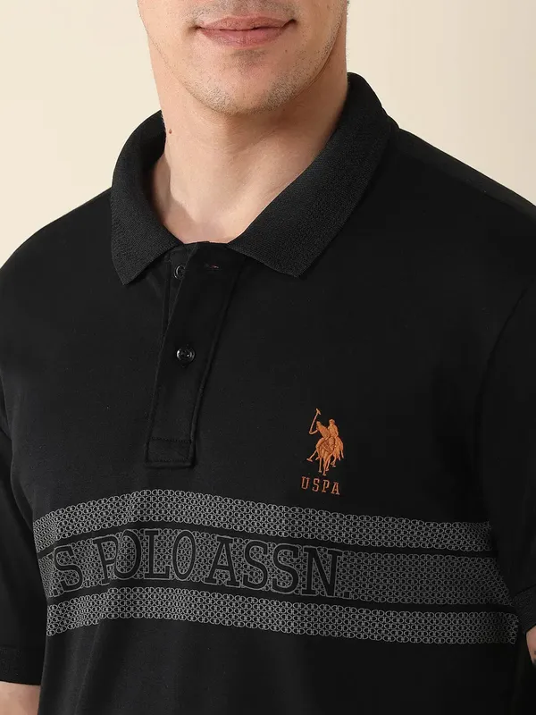 US POLO striped black polo slim fit t-shirt
