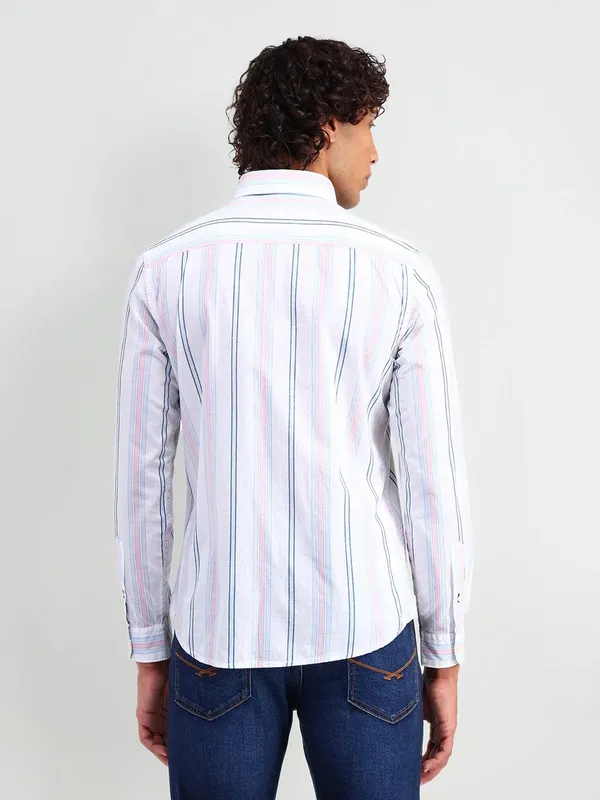 US POLO striped cotton white shirt for men