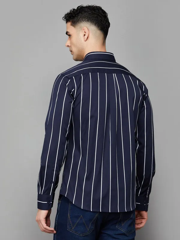 US POLO striped navy cotton casual wear shirt for men