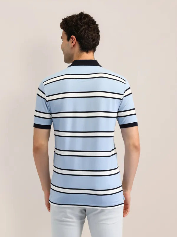US POLO striped sky blue cotton t-shirt