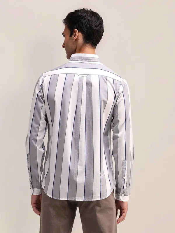 US POLO striped white and grey cotton shirt for men