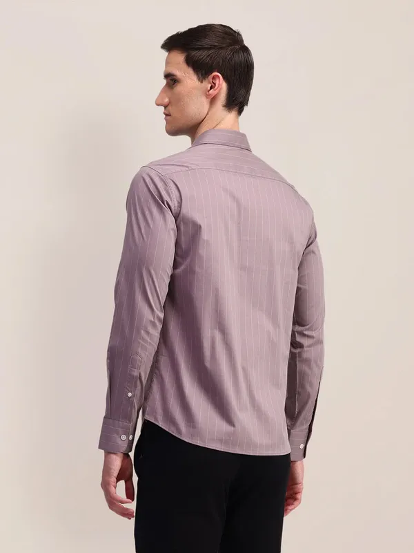 US POLO striped wine cotton slim fit casual shirt