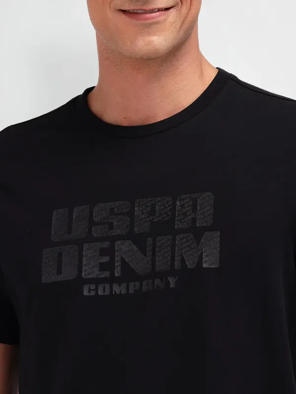 US POLO stylish slim fit black cotton t-shirt for men