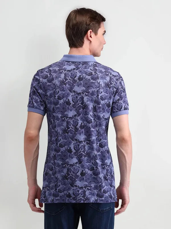 US POLO violet floral printed polo t-shirt