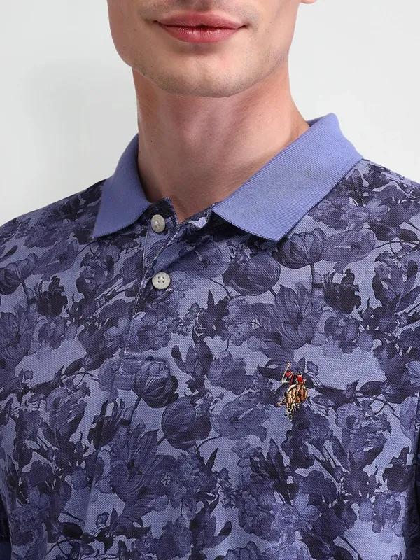 US POLO violet floral printed polo t-shirt
