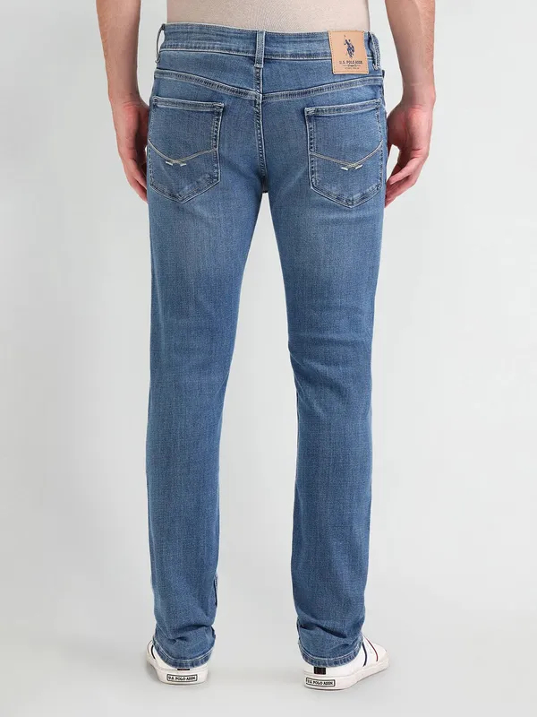 US POLO washed blue denim men jeans