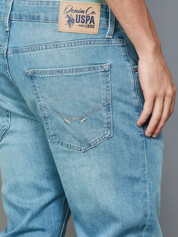 US POLO washed blue slim straight fit jeans for mens