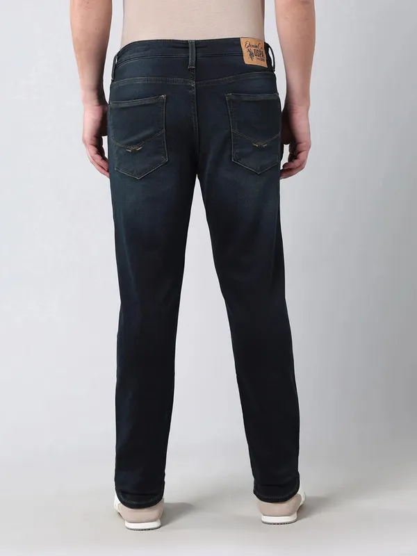 US POLO washed dark blue skinny fit jeans for mens
