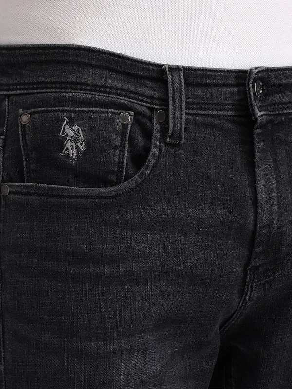 US POLO washed dark grey slim fit denim