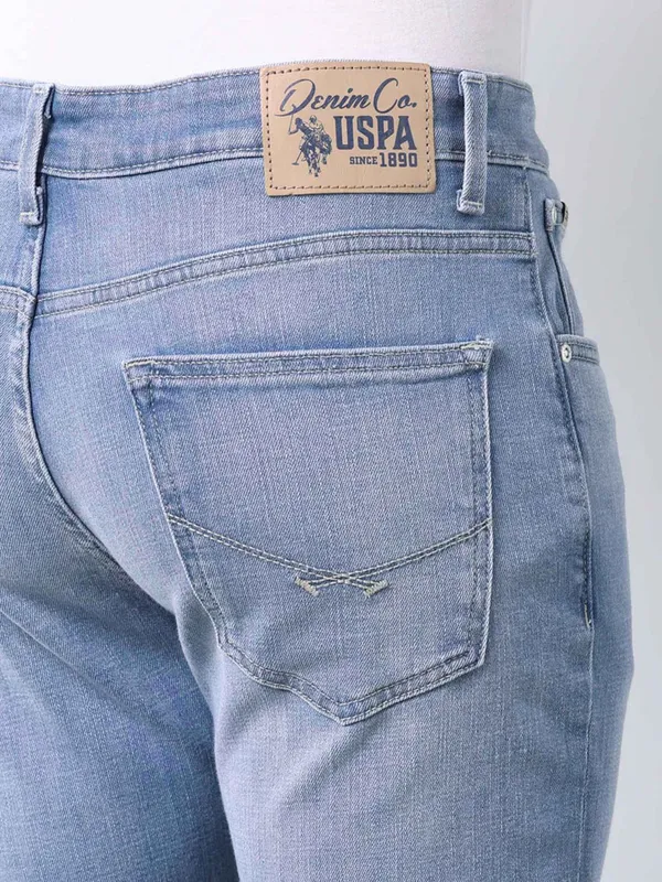 US POLO washed light blue denim jeans for mens