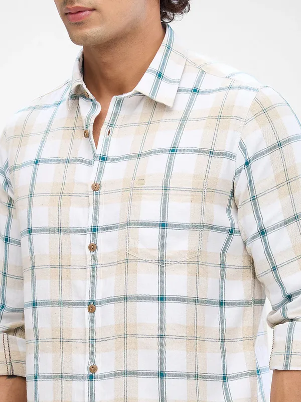 SPYKAR white checkered cotton shirt
