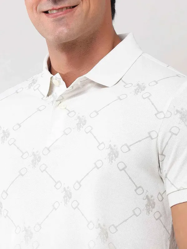 US POLO white cotton slim fit t- shirt