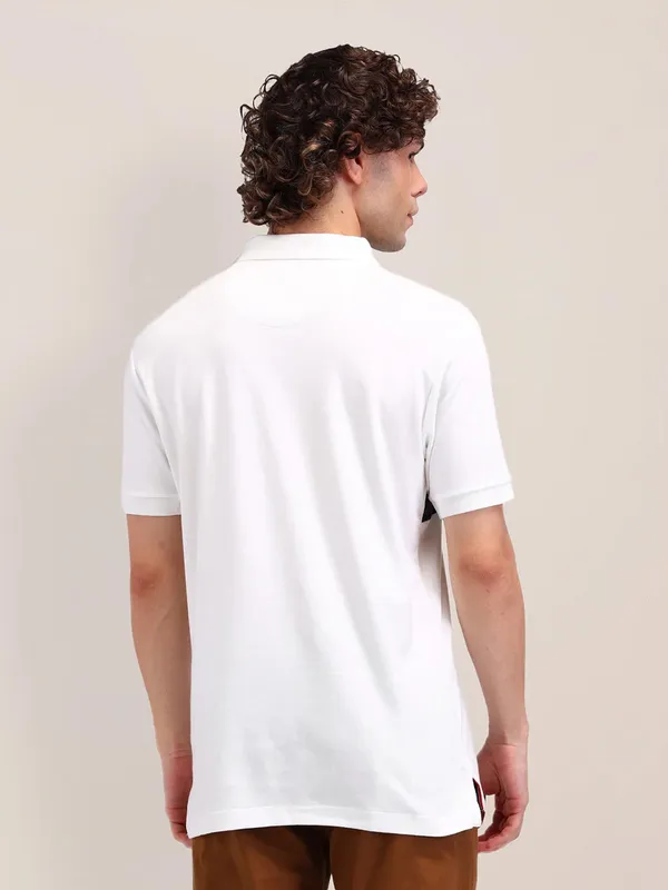 US POLO white logo embroideried polo t-shirt