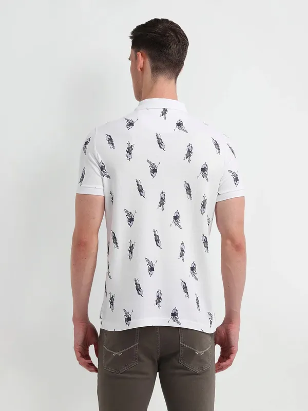 US POLO white logo printed polo t-shirt