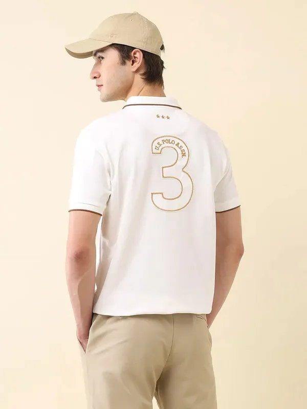 US POLO white plain slim fit polo neck t-shirt