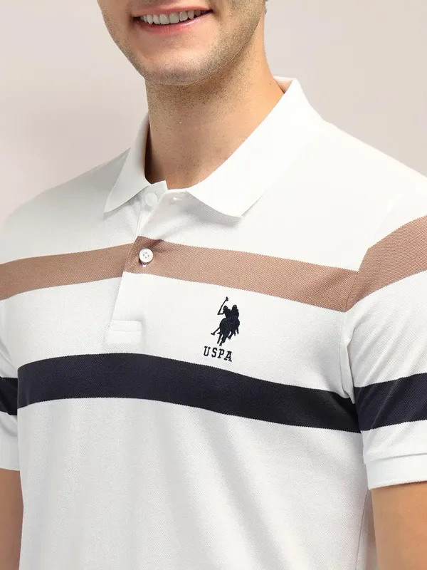 US POLO white striped cotton t-shirt for men